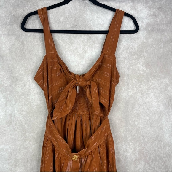 Free People Caldasi Midi Waist Cut Out Dress In Bronze Women's Size XS - Picture 6 of 10